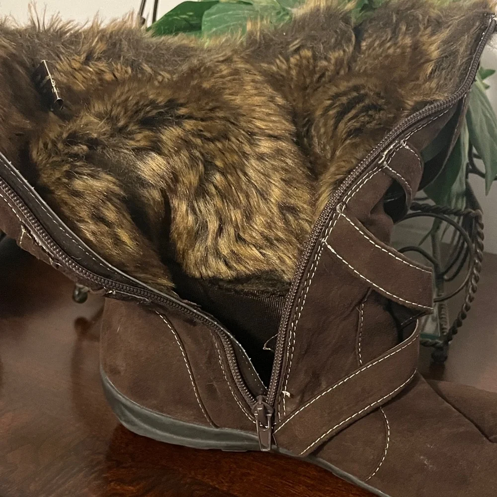 Natural Soul Brown Faux Fur Winter Boots